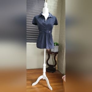 BCBG MAXAZRIA Navy Blue Blouse. Large